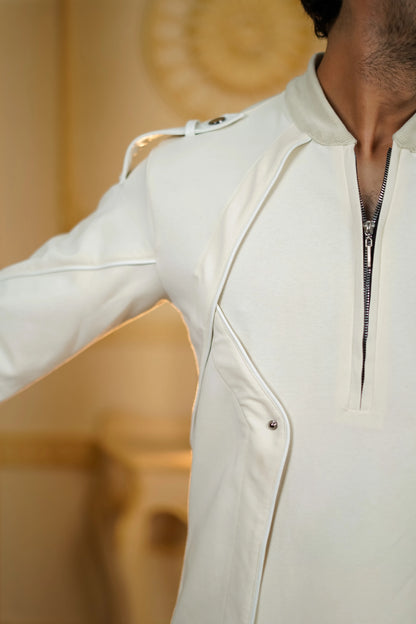 STRETCH LEATHER WHITE KURTA WITH PANTS