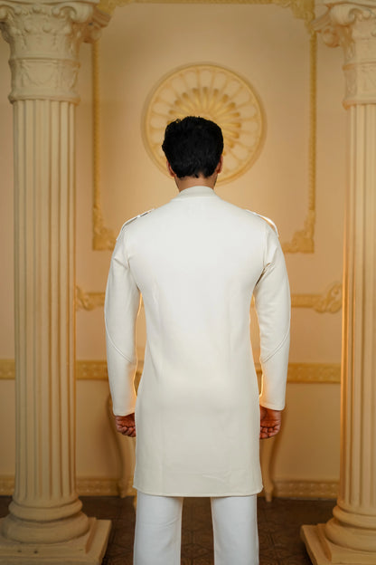 STRETCH LEATHER WHITE KURTA WITH PANTS