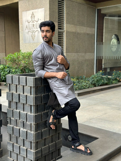 ZIP GREY KURTA