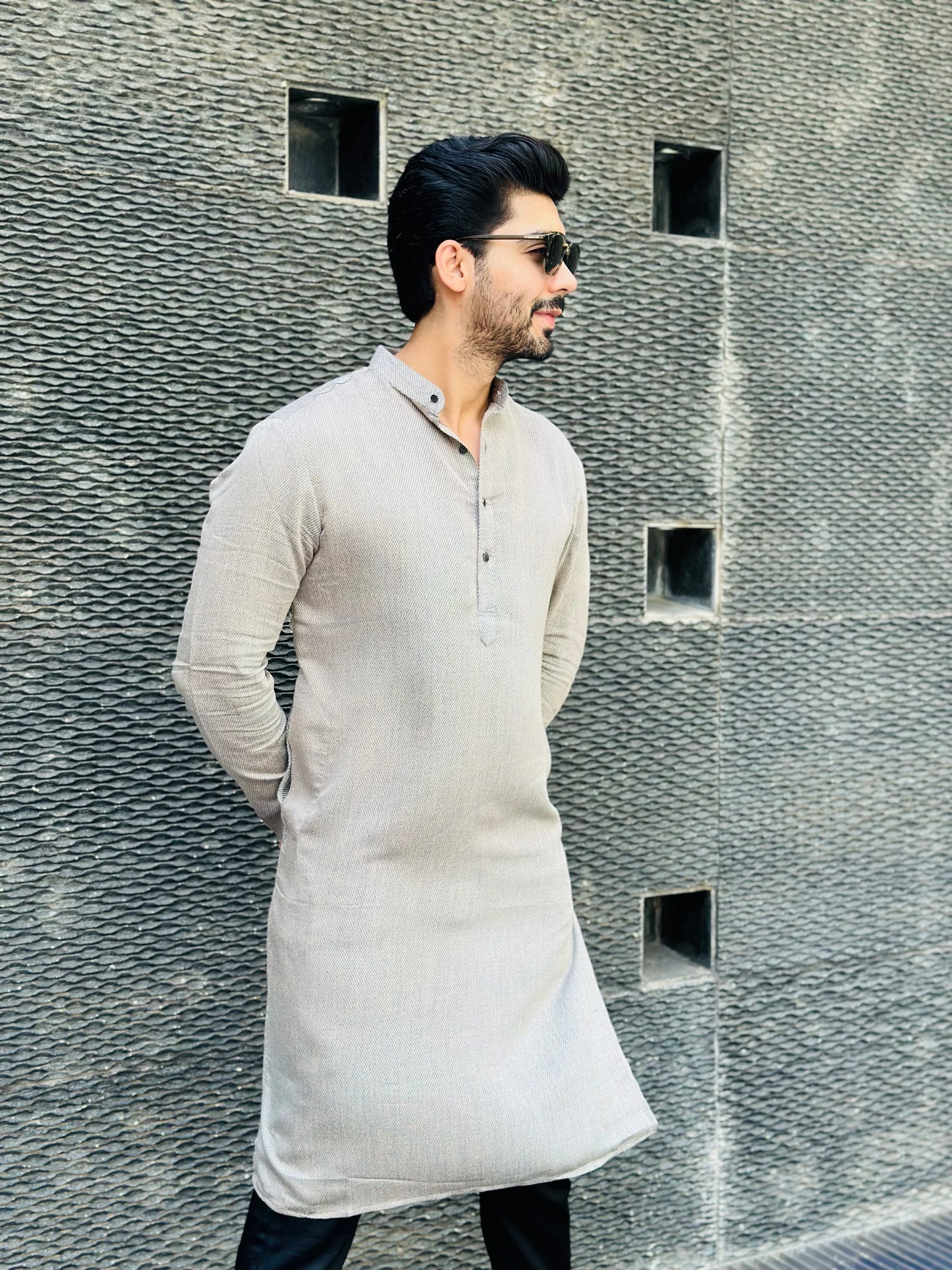 WHITE BUTTON KURTA