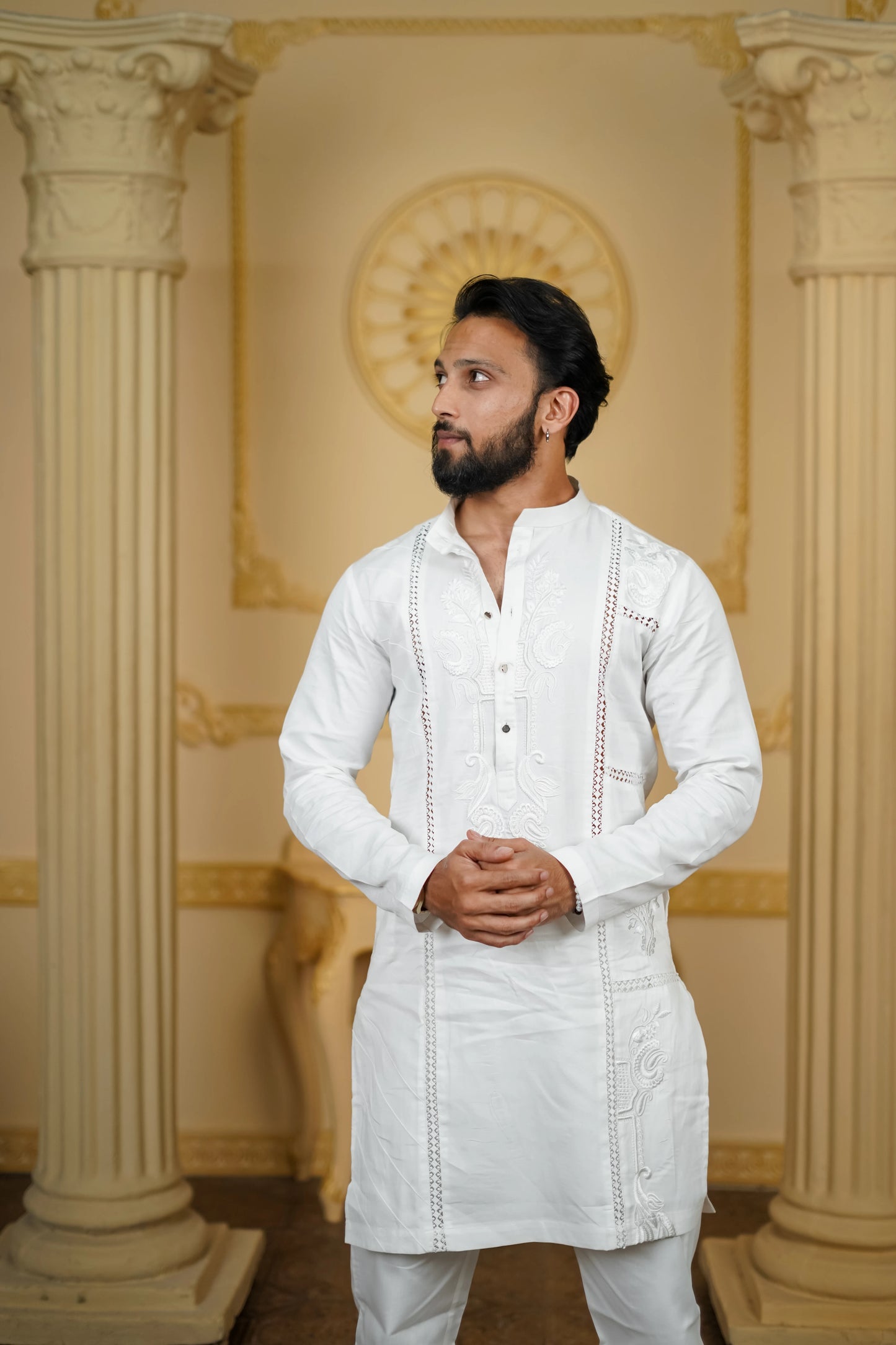 APLIQ EMBROIDERED JOINT KURTA WITH PANTS