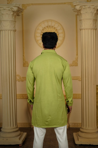 STRETCH SIDE OPEN GREEN WITH PANTS