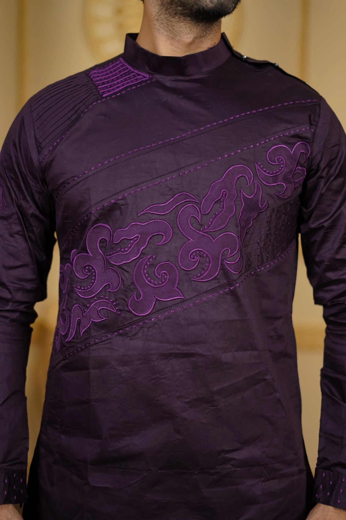 APLIQ SUED 3D EMBROIDERED KURTA