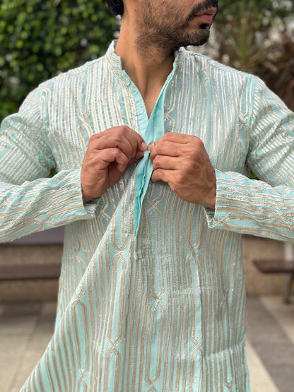 EMBROIDERED TEAL KURTA