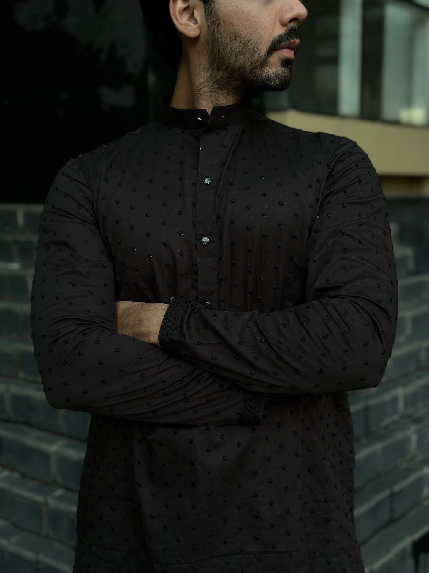 BLACK DESIGNED EMBROIDERED KURTA