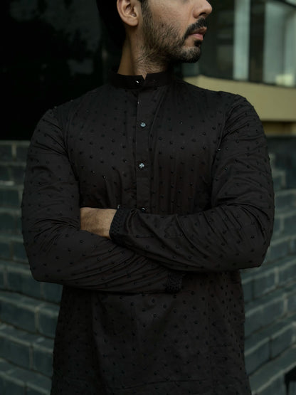 BLACK DESIGNED EMBROIDERED KURTA