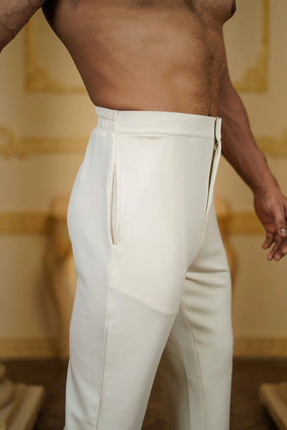 APLIQ SELF WHITE EMBROIDERED JOINT KURTA WITH PANTS
