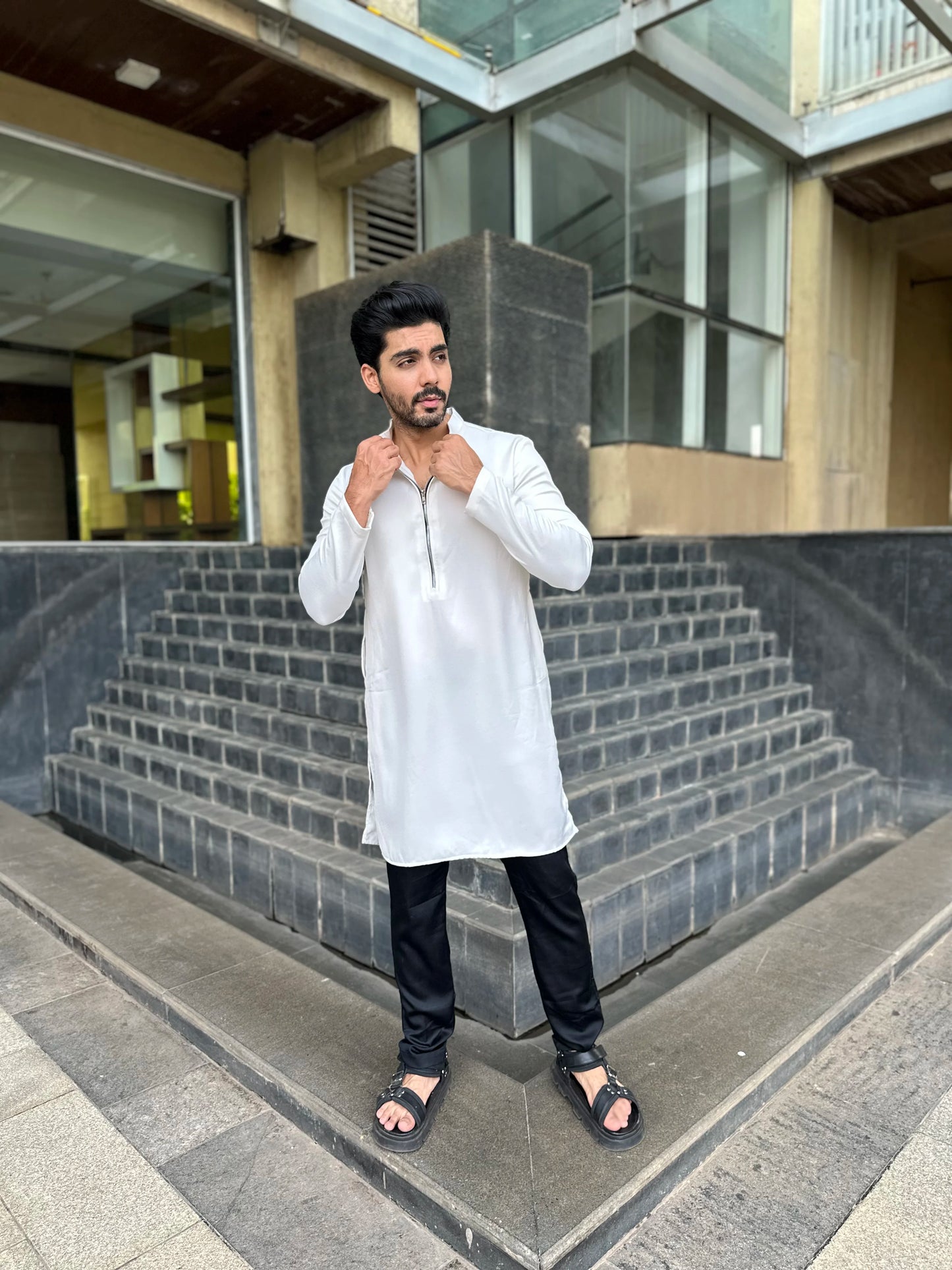 ZIP WHITE KURTA