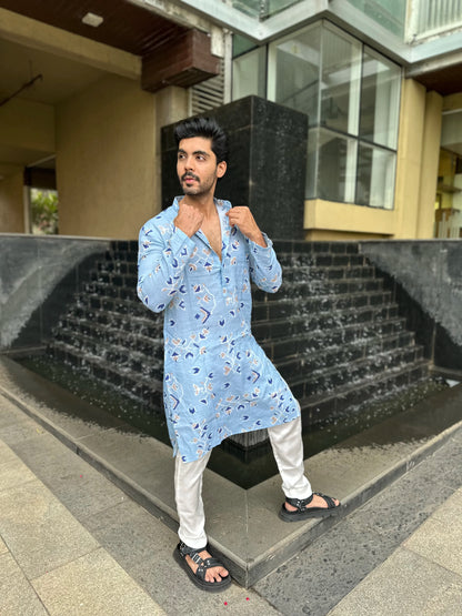 BLUE DESIGNED KURTA