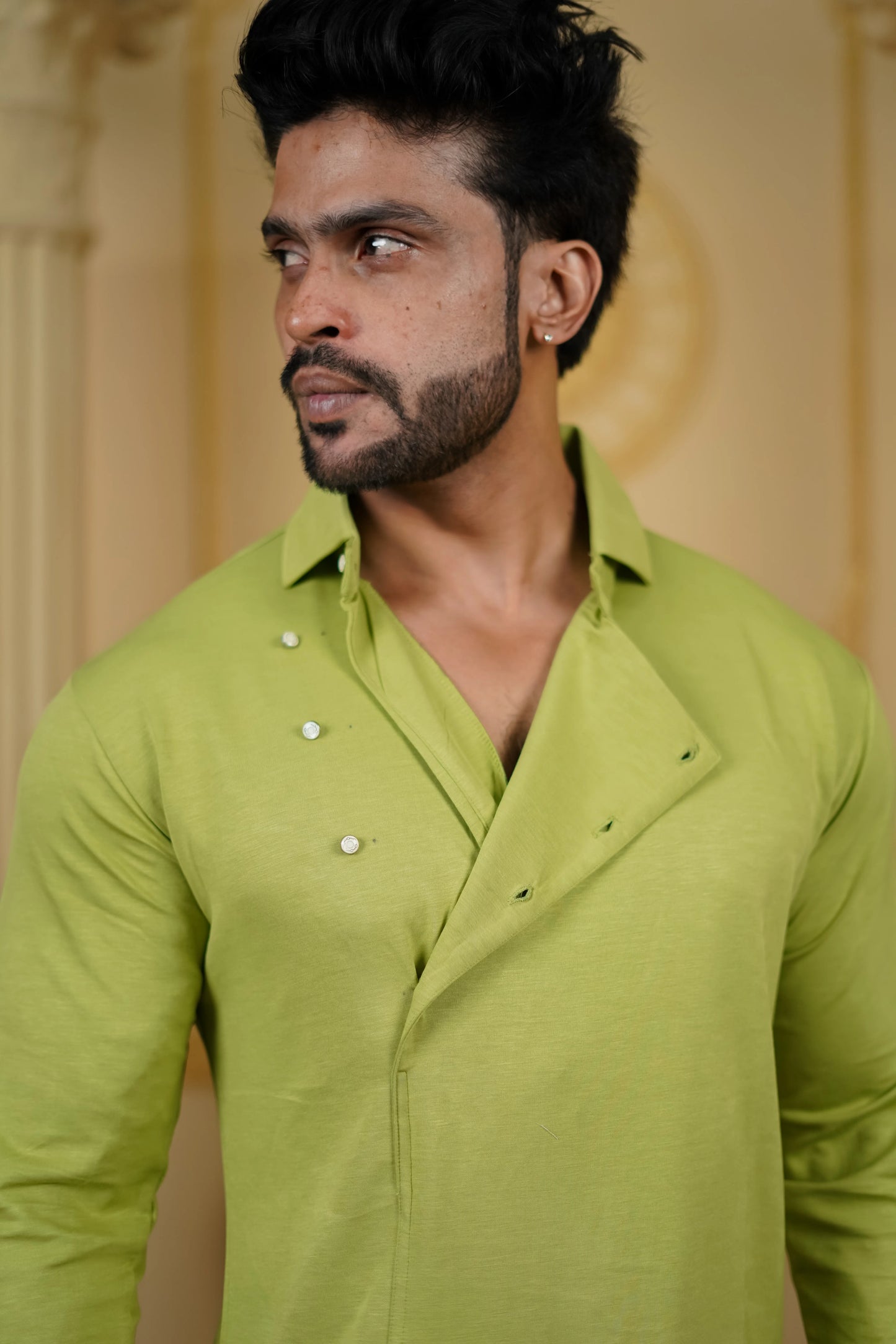 STRETCH SIDE OPEN GREEN WITH PANTS