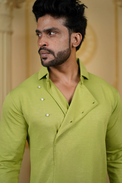 STRETCH SIDE OPEN GREEN WITH PANTS