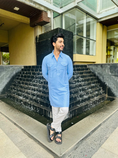 POCKET NAVY BLUE KURTA