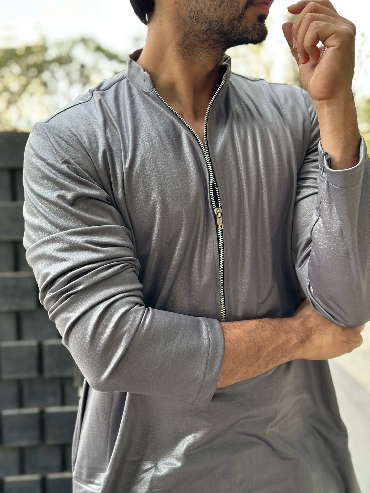 ZIP GREY KURTA
