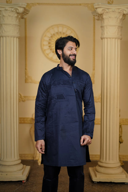 SIDE OPEN 3D EMBROIDERED 100% COTTON WITH PANTS