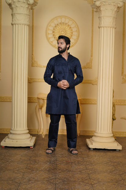 SIDE OPEN 3D EMBROIDERED 100% COTTON WITH PANTS