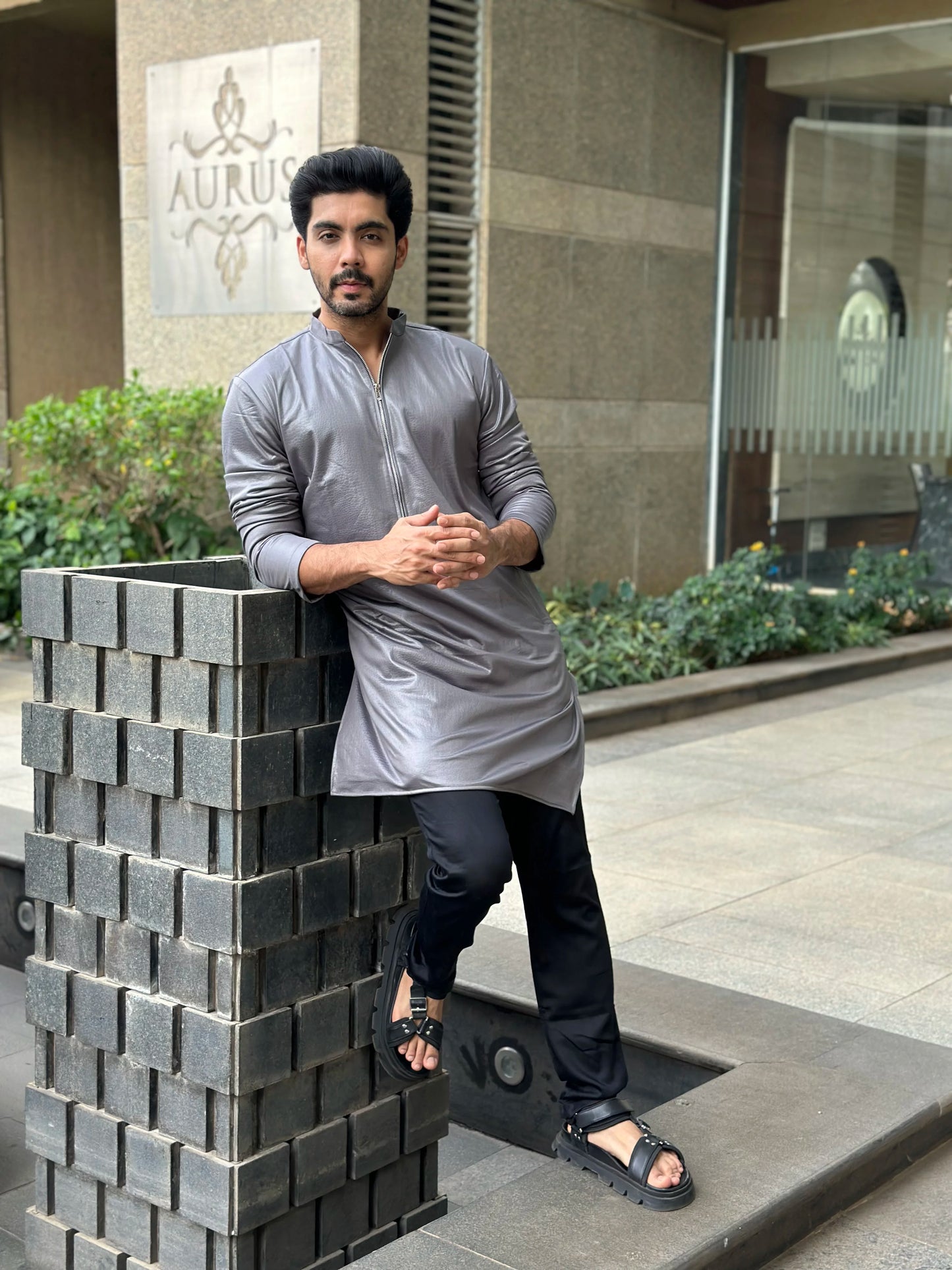 ZIP GREY KURTA