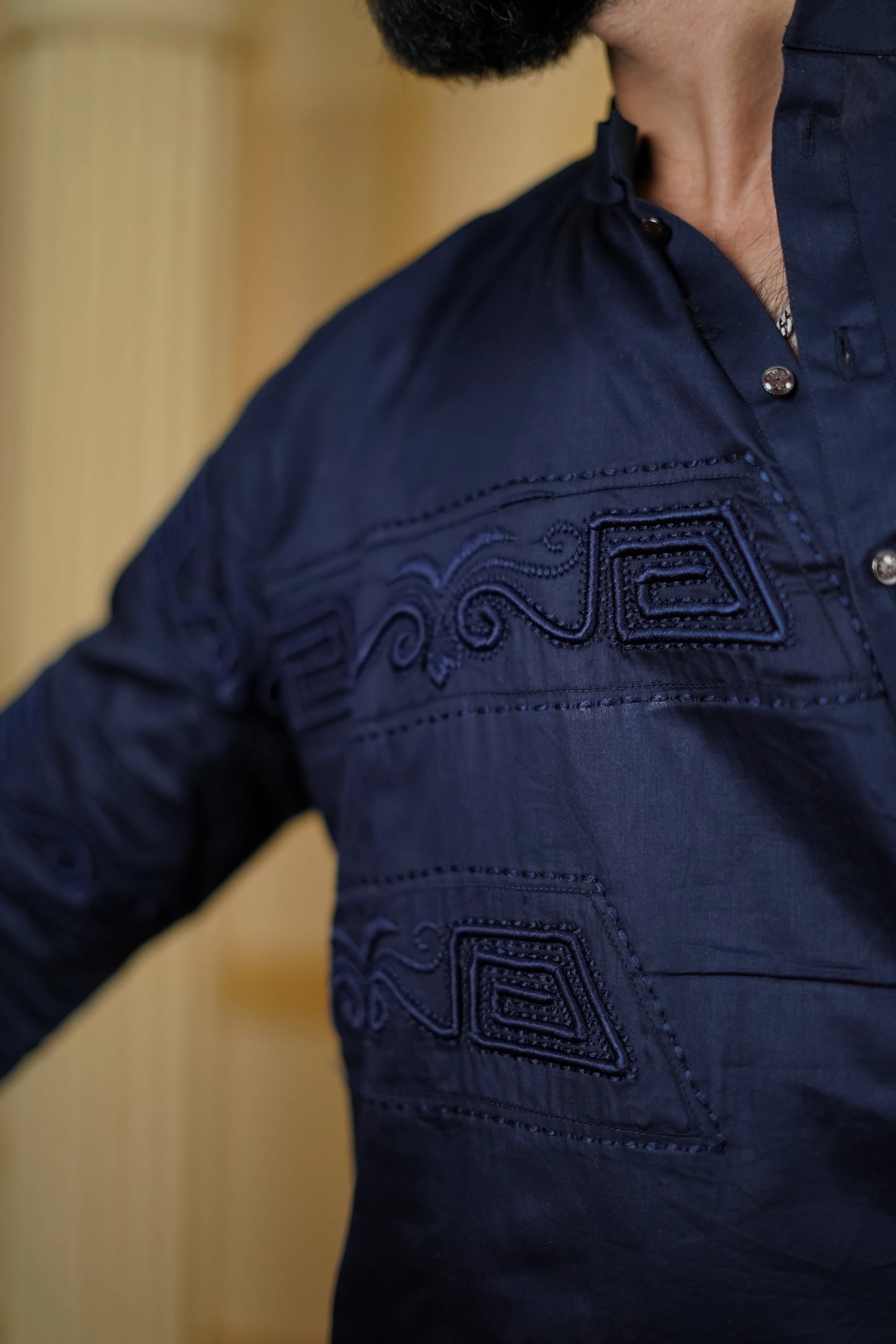 SIDE OPEN 3D EMBROIDERED 100% COTTON WITH PANTS