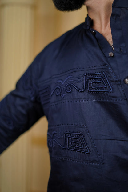 SIDE OPEN 3D EMBROIDERED 100% COTTON WITH PANTS
