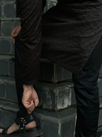 BLACK DESIGNED EMBROIDERED KURTA