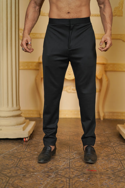 STRETCH SIDE OPEN KURTA BLACK WITH PANTS