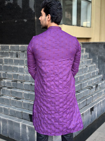 PURPLE EMBROIDERED KURTA