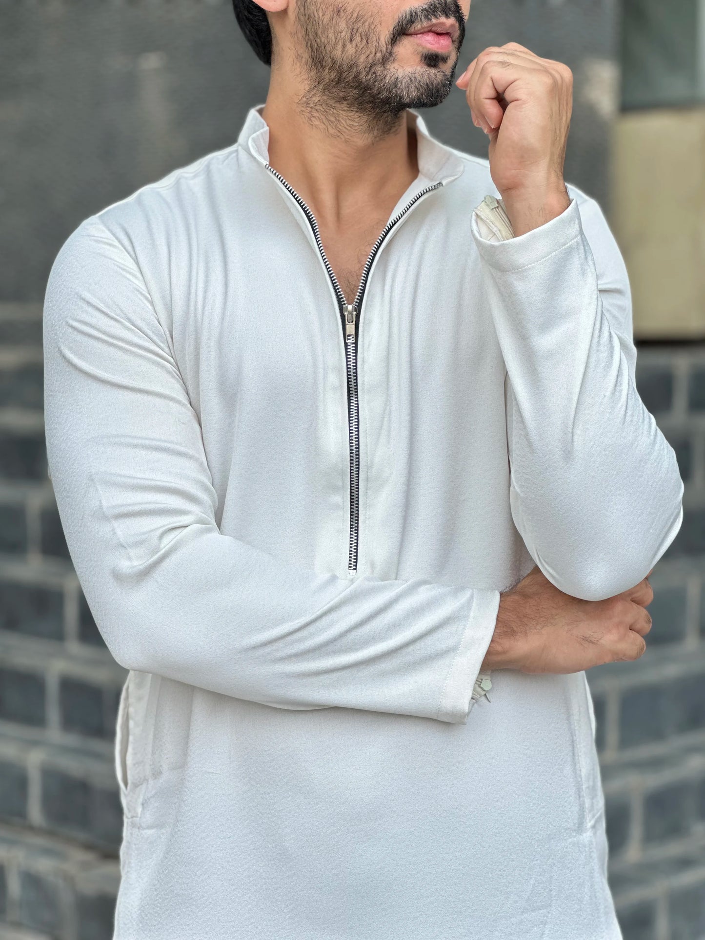 ZIP WHITE KURTA