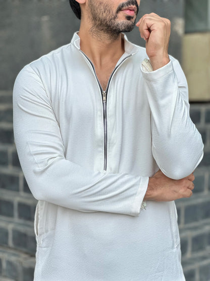 ZIP WHITE KURTA