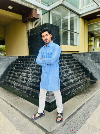 POCKET NAVY BLUE KURTA