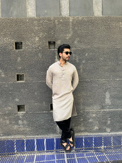 WHITE BUTTON KURTA