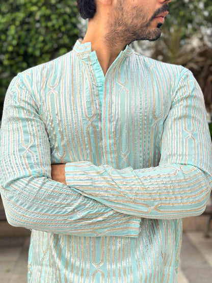 EMBROIDERED TEAL KURTA