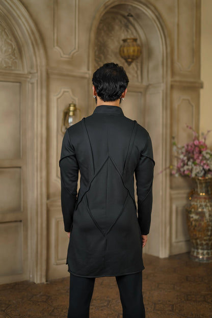 STRETCH PLETE AND STUDDED KURTA WITH PANTS