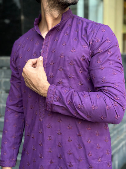 PURPLE EMBROIDERED KURTA