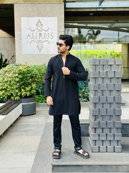 ZIP BLACK KURTA