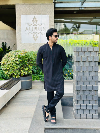 ZIP BLACK KURTA
