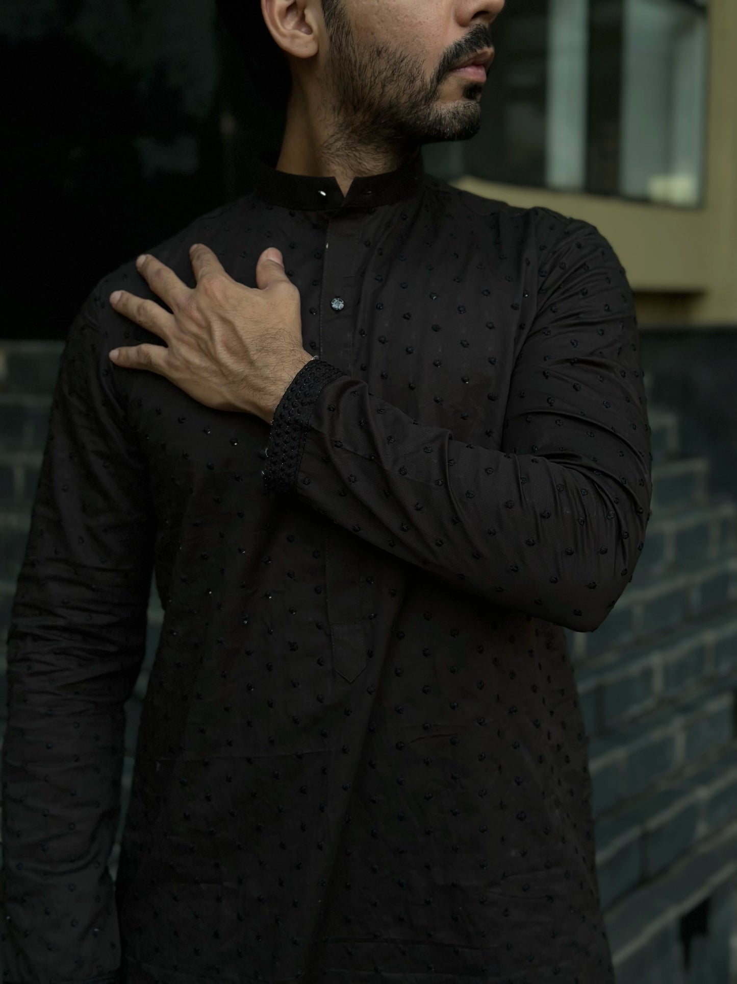 BLACK DESIGNED EMBROIDERED KURTA