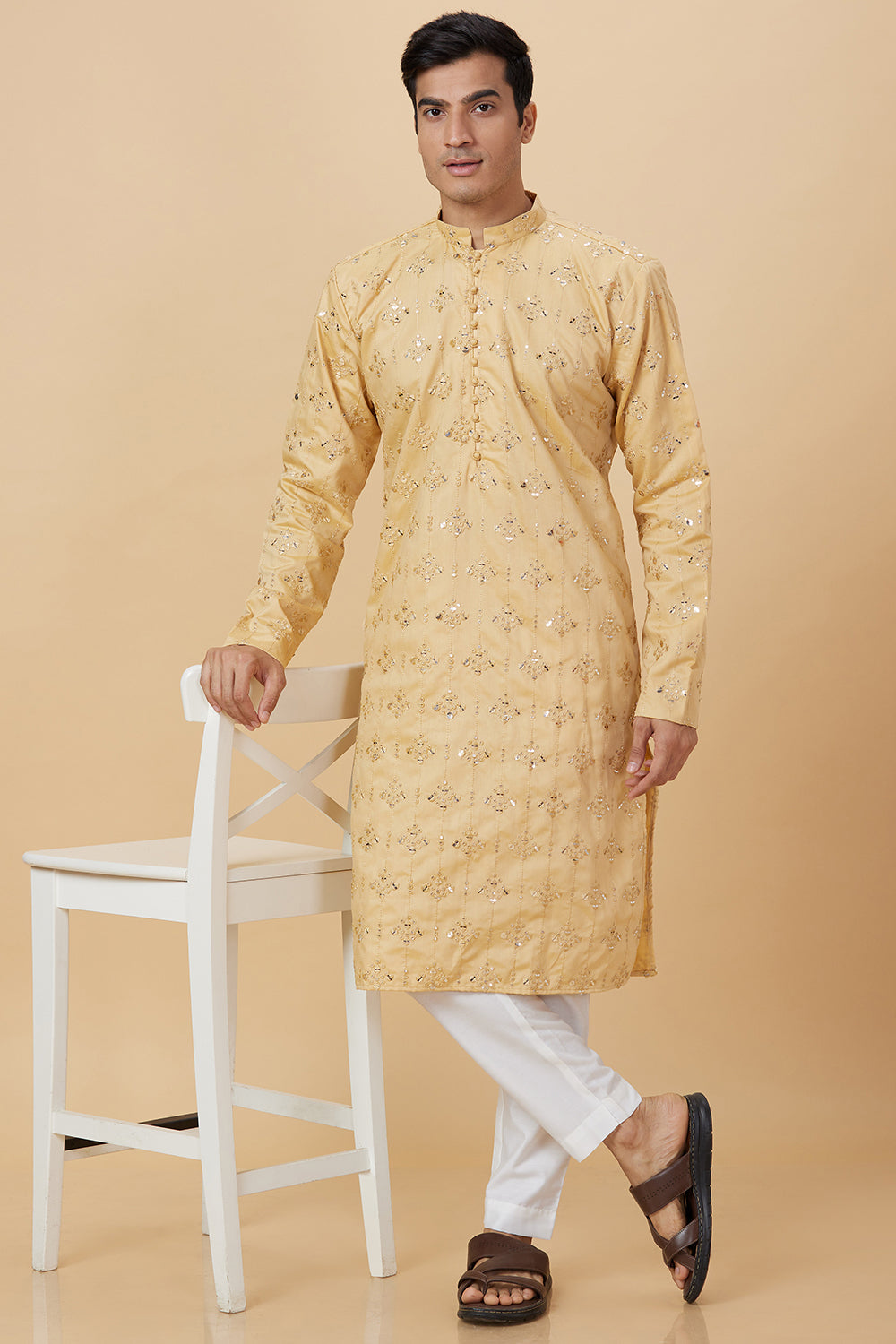 KURTA AMBER WITH SEQUENCE EMBELLISHED WORK
