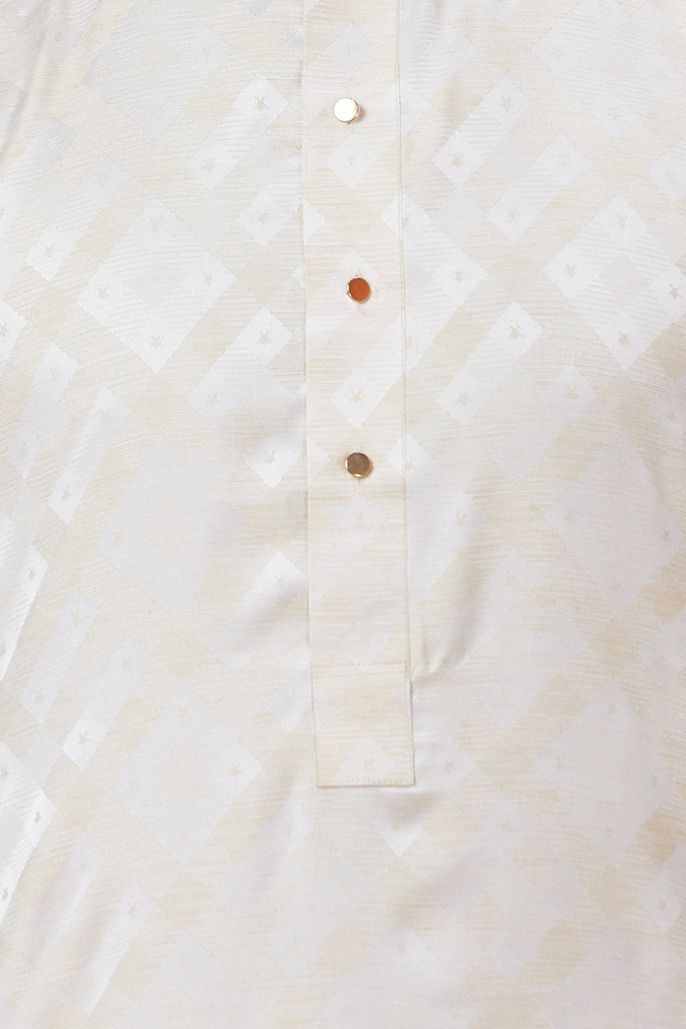 GOLD DIAMOND PATTERN JACQUARD HIGH COLLAR KURTA