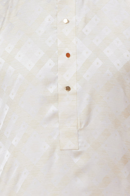 GOLD DIAMOND PATTERN JACQUARD HIGH COLLAR KURTA