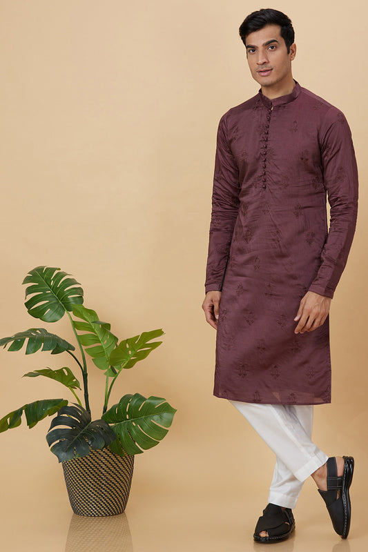 KURTA MAROON ARROW EMBROIDERY