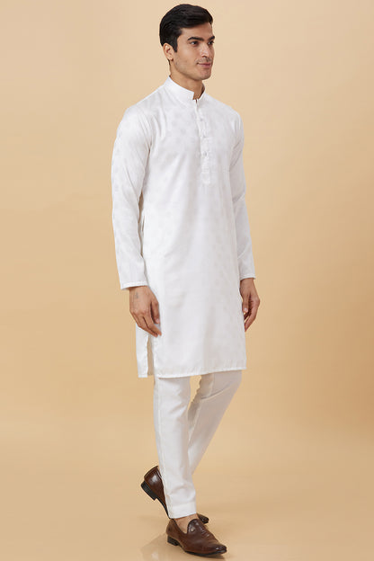 KURTA WHITE JACQUARD CIRCLE