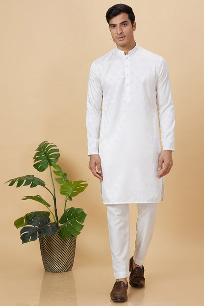 KURTA WHITE JACQUARD CIRCLE