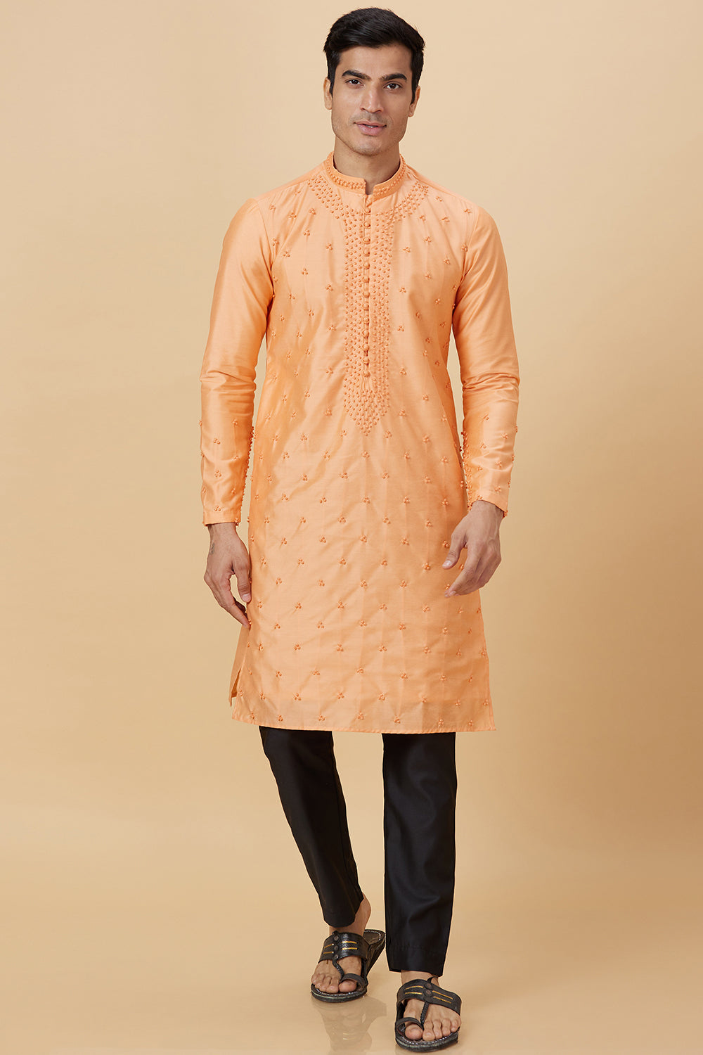 KURTA TANGERINE FRENCH KNOT