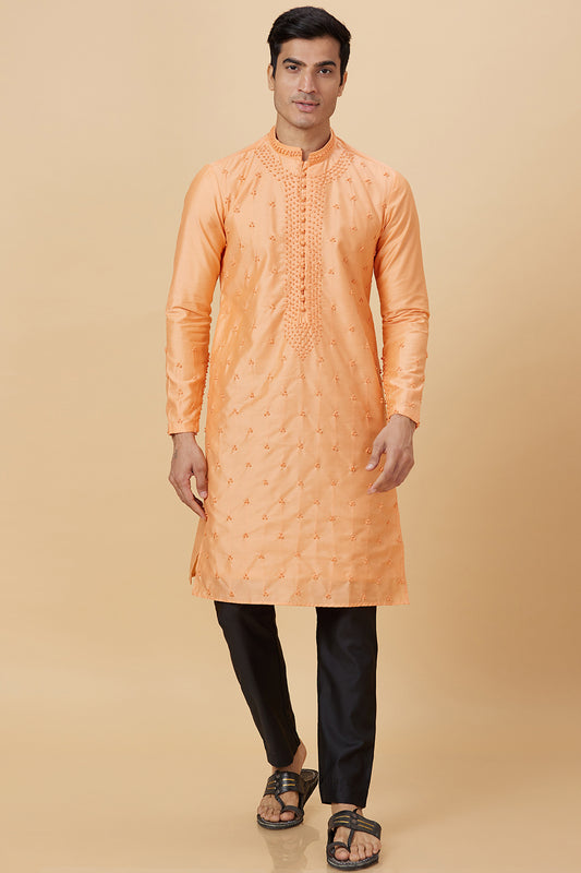 KURTA TANGERINE FRENCH KNOT