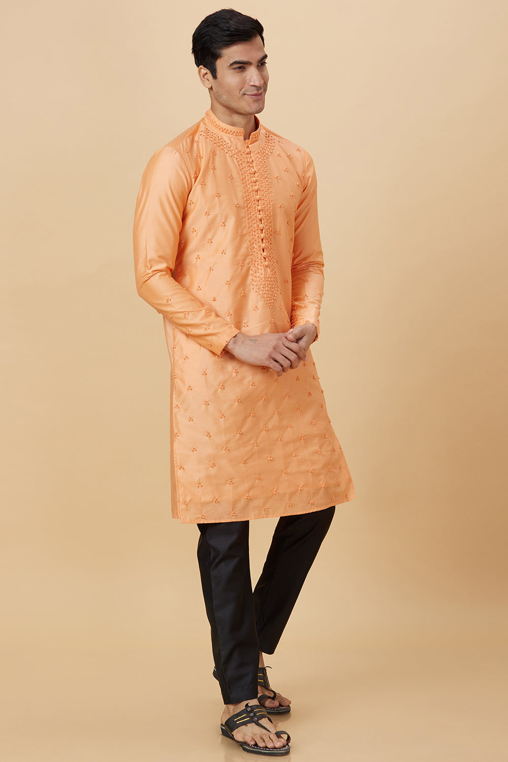 KURTA TANGERINE FRENCH KNOT