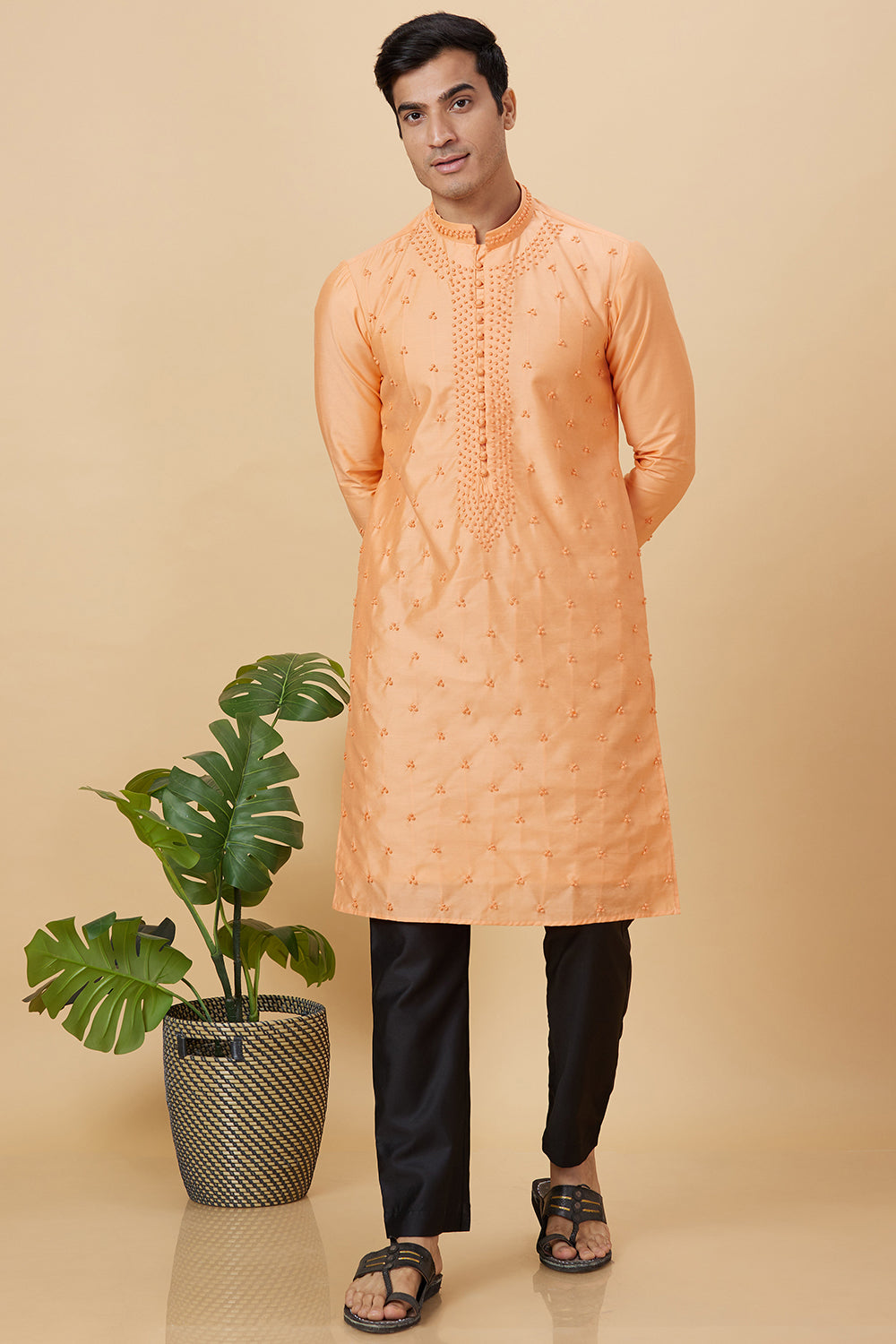 KURTA TANGERINE FRENCH KNOT