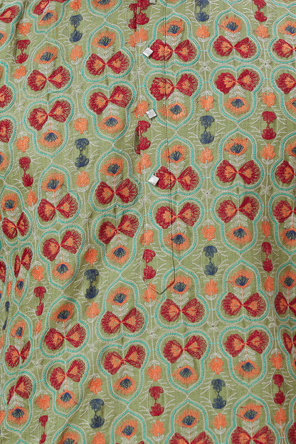 KURTA GREEN WITH BUTTERFLY EMBROIDERY