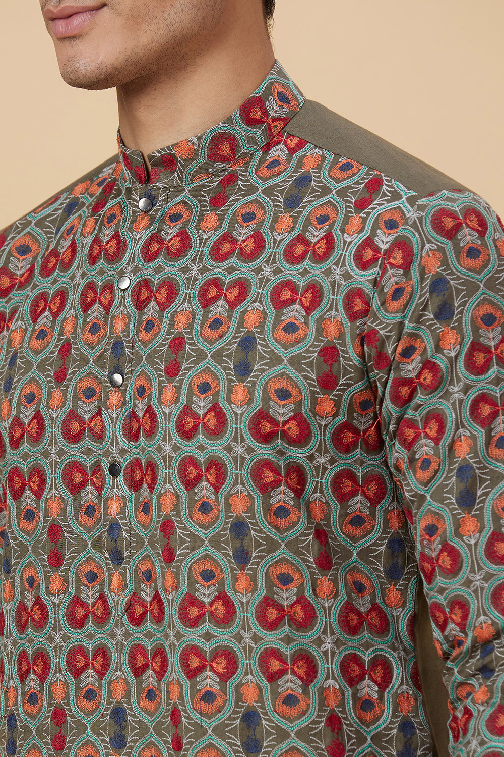 MILITARY GREEN WITH BUTTERFLY EMBROIDERY