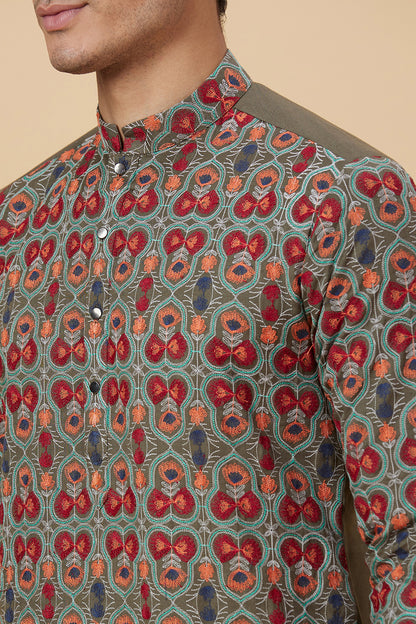 MILITARY GREEN WITH BUTTERFLY EMBROIDERY