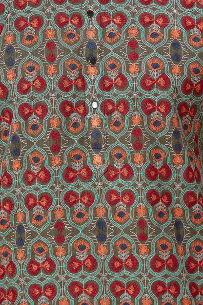 MILITARY GREEN WITH BUTTERFLY EMBROIDERY