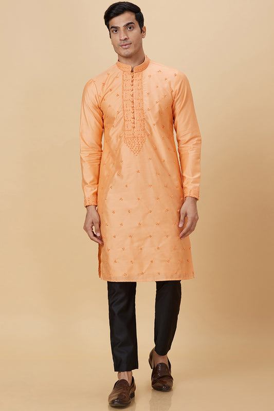 KURTA CORAL FRENCH KNOT HAND EMBROIDERY